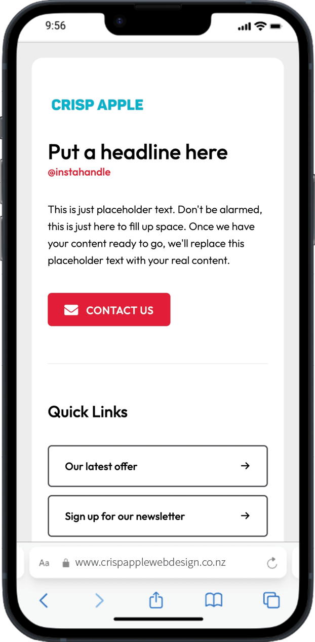 <a href="https://crispapplewebdesign.co.nz/crisp-apple-link-in-bio/link-in-bio-1/">View demo →</a>